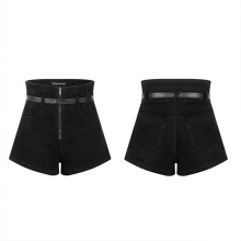 Dropshipping Nightclub Casual Ladies Shorts Solid Color High Waist Hollow Belt Buckle Tight Women Shorts 2021